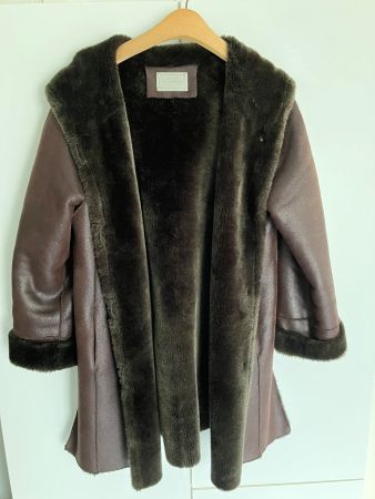 Manteau imitation cuir et fourrure