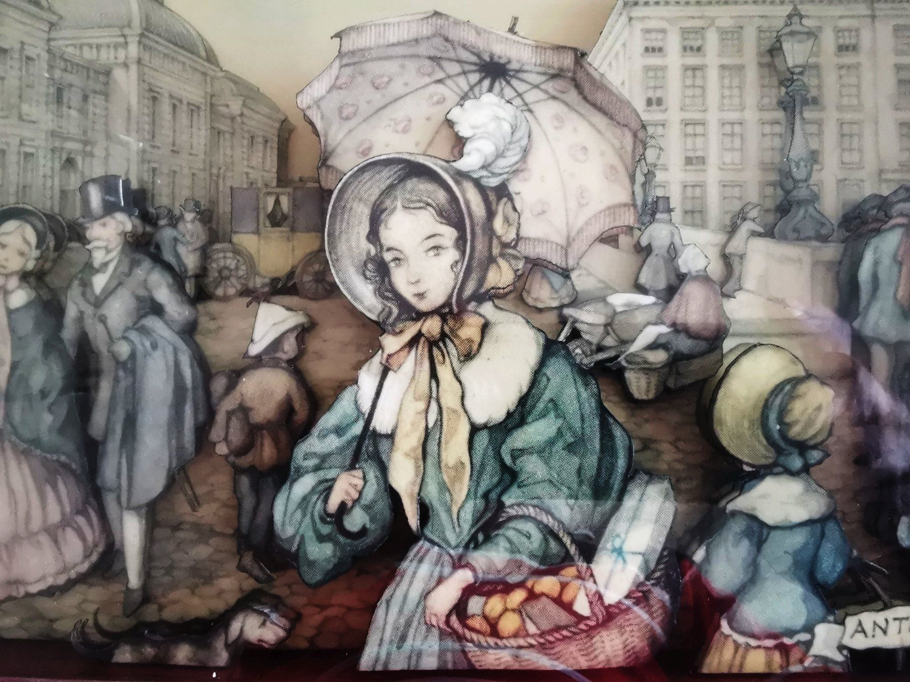 Tutte le decorazioni: 3D-Bild "Amelia" - Marktszene von Anton Franciscus Pieck – Usato da Dübendorf venduto da aschiduebendorf 1