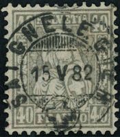 1881 - Sitzende Helvetia - 40Rp. Faserpapier - Voll Stempel