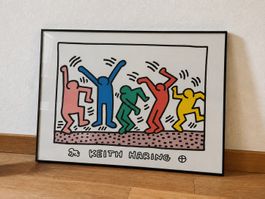 KEITH HARING Bild "Dancing Figures" gerahmt