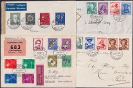 1925-1957, 13 saubere Satzfrankaturen: PRO JUVENTUTE