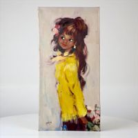 Köros - huile sur toile Portrait fille. Années 1950-1960