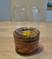 Windlicht Teelichthalter Holz / Glas