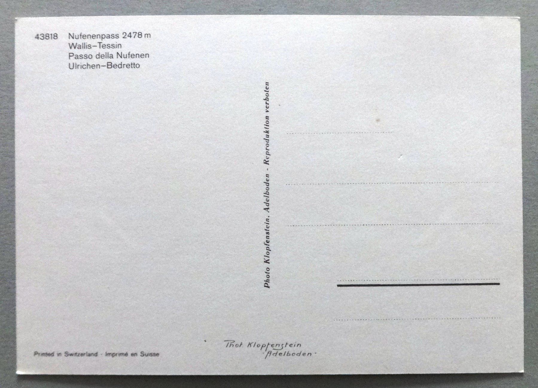 Cartoline postali: Nufenenpass 2478 m – Usato da Fétigny venduto da Billy2miny 1