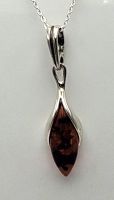 Bernstein Design Anhänger in Sterling Silber Collier Kette