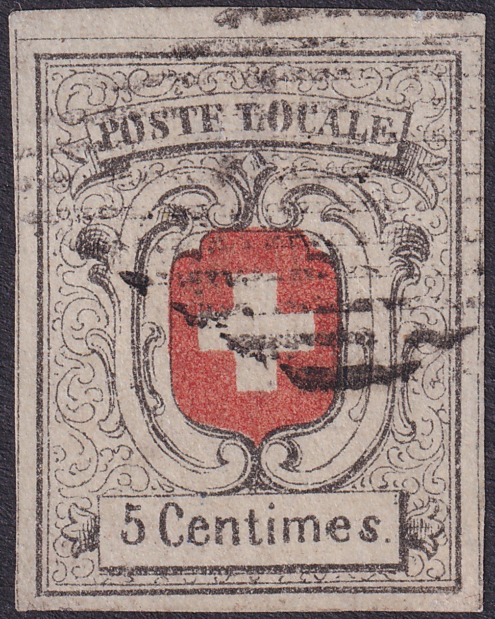 Tutti i francobolli: NEUENBURG, Nr.11 mit breitem BOGENRAND, 6000.-+ Atteste - R! – Usato da Sursee venduto da Luzernerraute 1