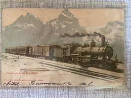 Postkarte 1901 - Gotthardbahn - CH nach F - Rolle-Denain