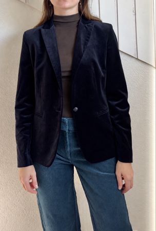 Blazer velours Massimo Dutti bleu marine T.40