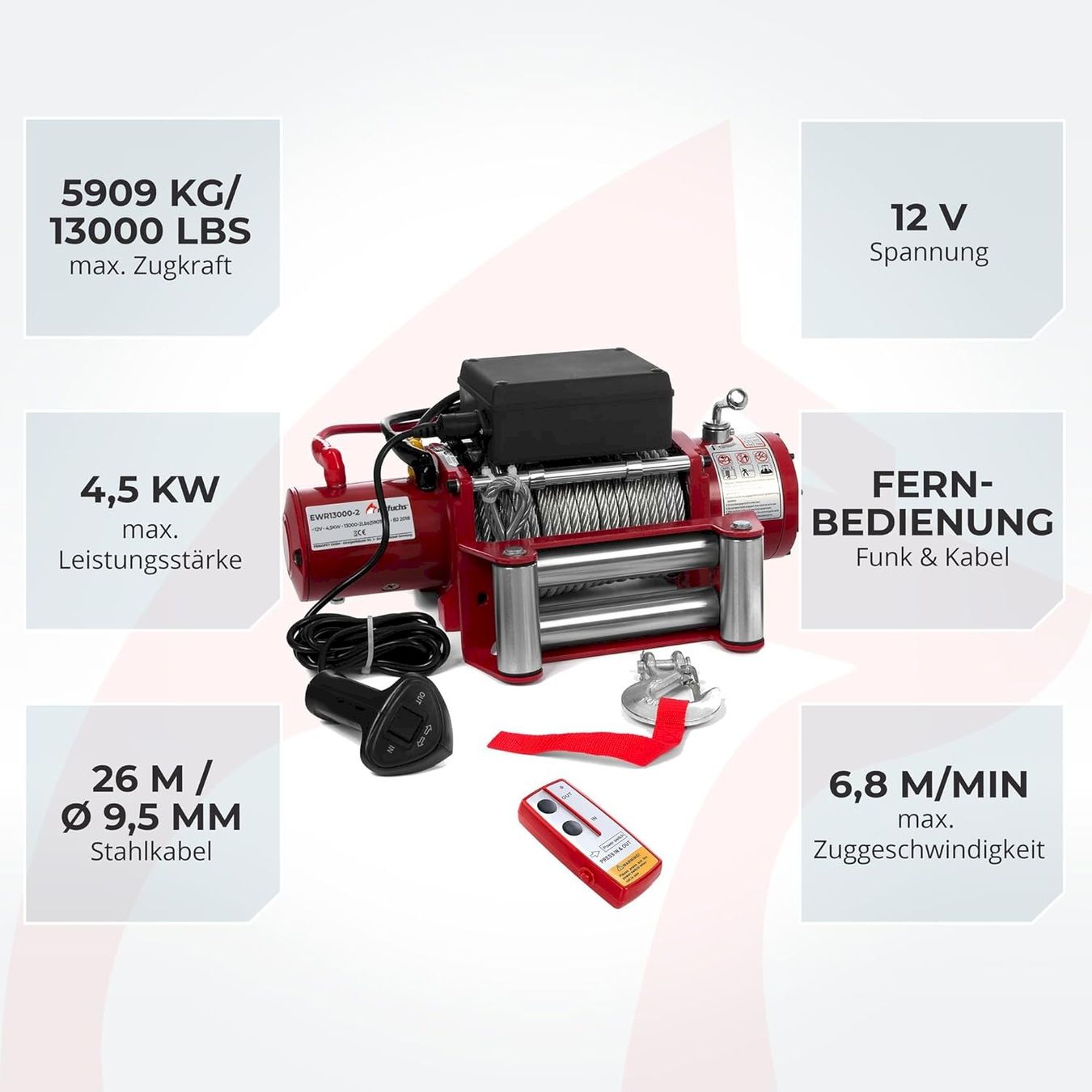 Altro per stoccaggio & trasporto: Rotfuchs EWR13000 Seilwinde 12V 5900kg – Nuovo e nell'imballaggio originale da Bottighofen venduto da zaap 2