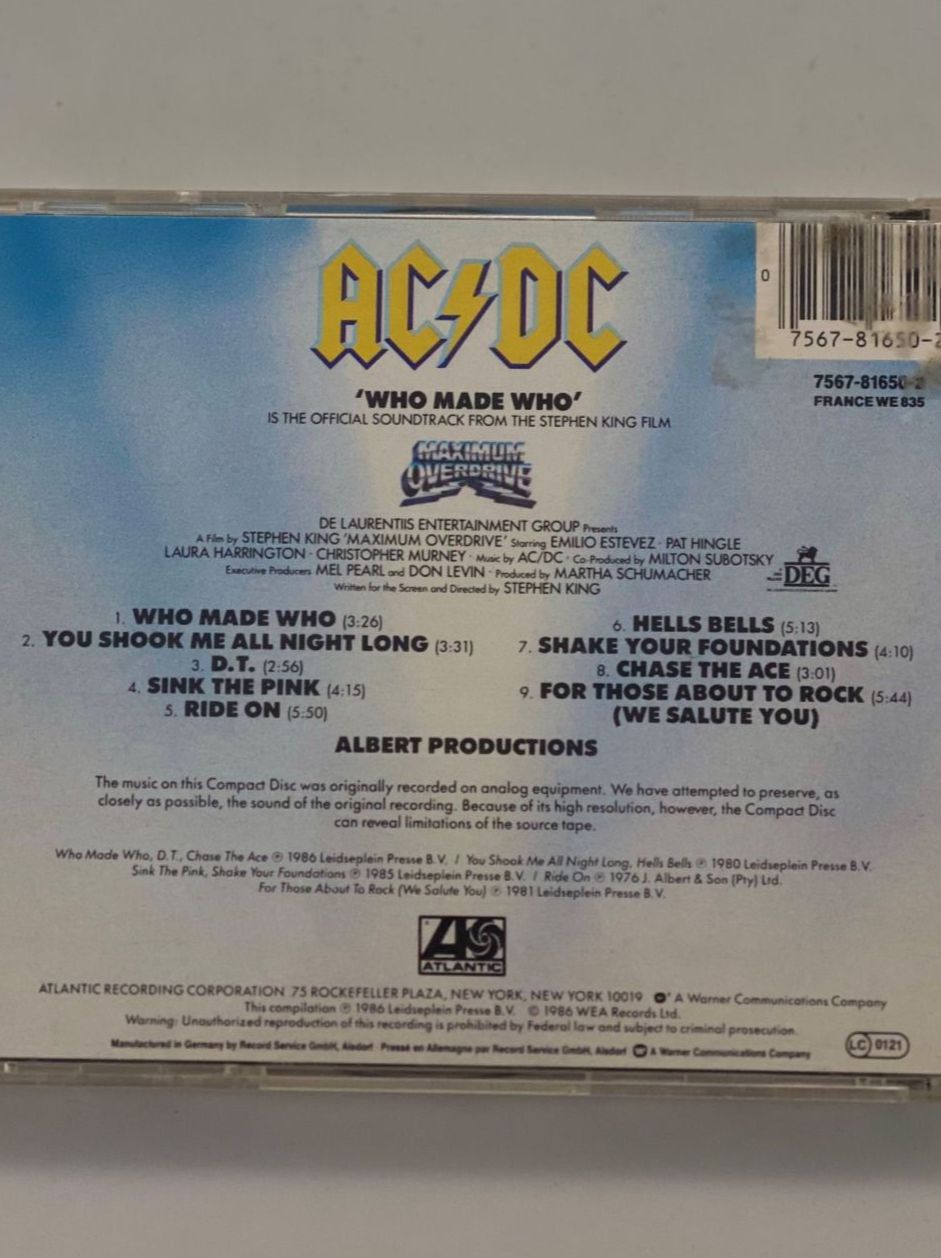 CD: AC DC - Who Made Who – Usato da Muri b. Bern venduto da AdidasCollector 1