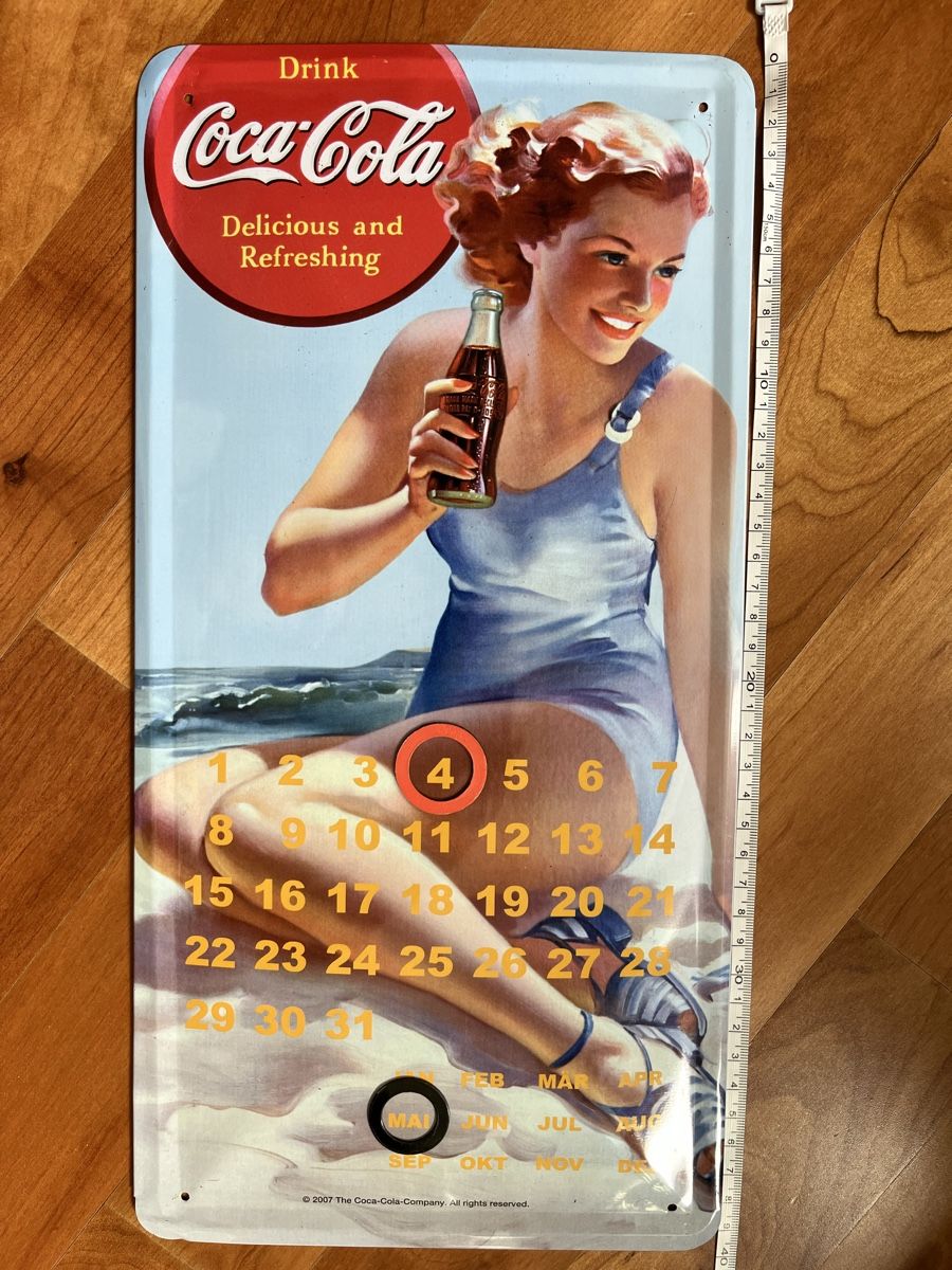 Coca-Cola Insegne: Blechschild Coca Cola Kalender – Usato da Allschwil venduto da sar_9sy9 8