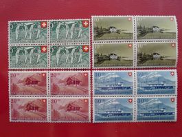1947: Patria: B34-B37, ** postfrische Viererblöcke, K: 80.-