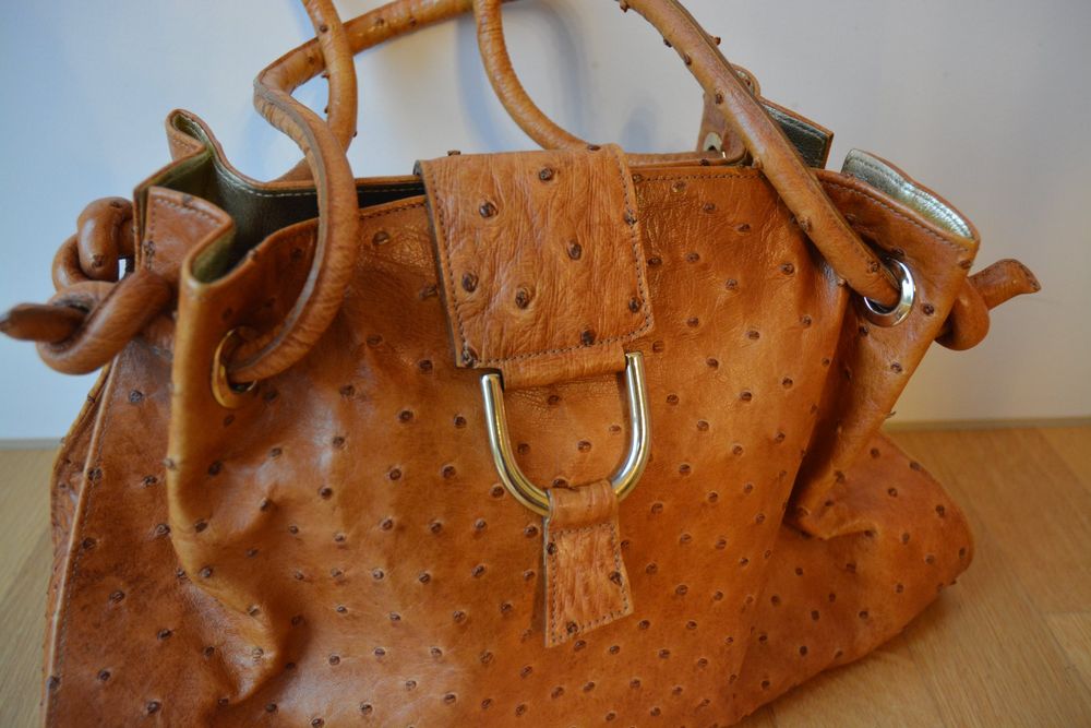 Handtasche echtes Straussenleder Tarqua Luciano Swiss Made (Neu
