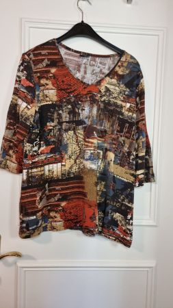 Herbstliches Lebek Shirt, Gr.40-42, abstrakter Print