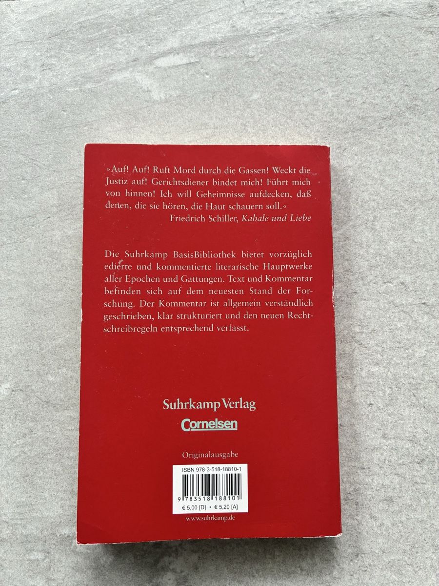 Libri: Kabale und Liebe / Friedrich Schiller – Usato da Siebnen venduto da rapunzel17 1