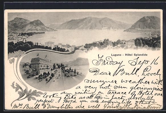 Cartoline postali: AK Lugano, Hotel Splendide, 1904 – Usato da Berlin venduto da bartko-reher