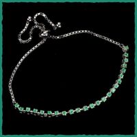 Zierliches 2mm Smaragd Armband 925 Silber verstellbar