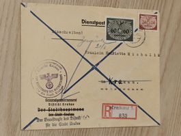 Dienstpost Generalgouvernement Krakau Gelaufen 1941