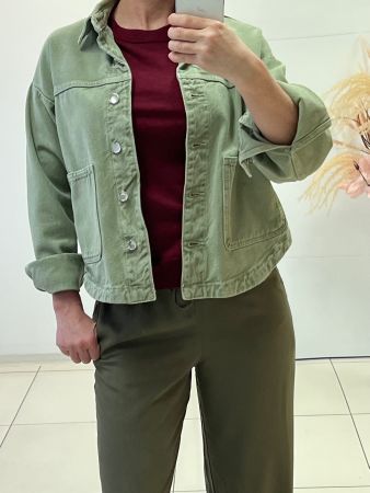 Damen Jeansjacke, Übergangsjacke, Größe S, Farbe Olivgrün