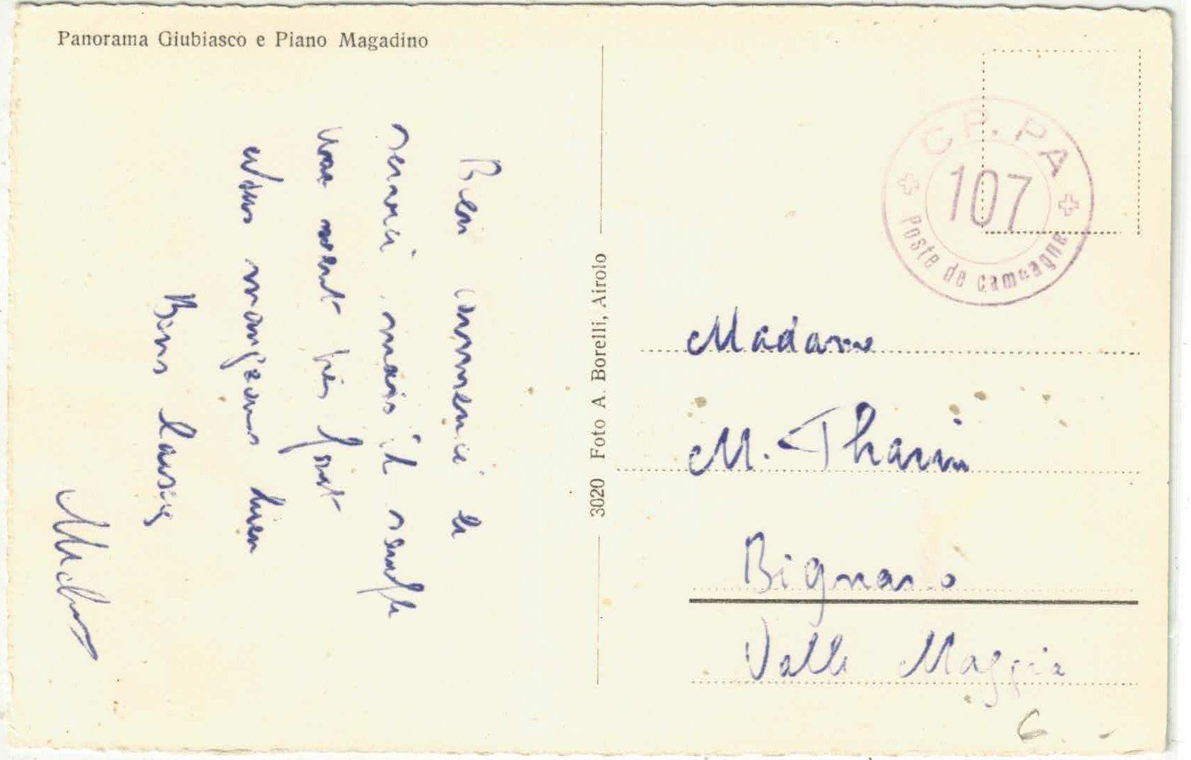 Cartoline postali: Panorama Giubiasco e Piano Magadino – Usato da Ettingen venduto da Kartenplanet 1