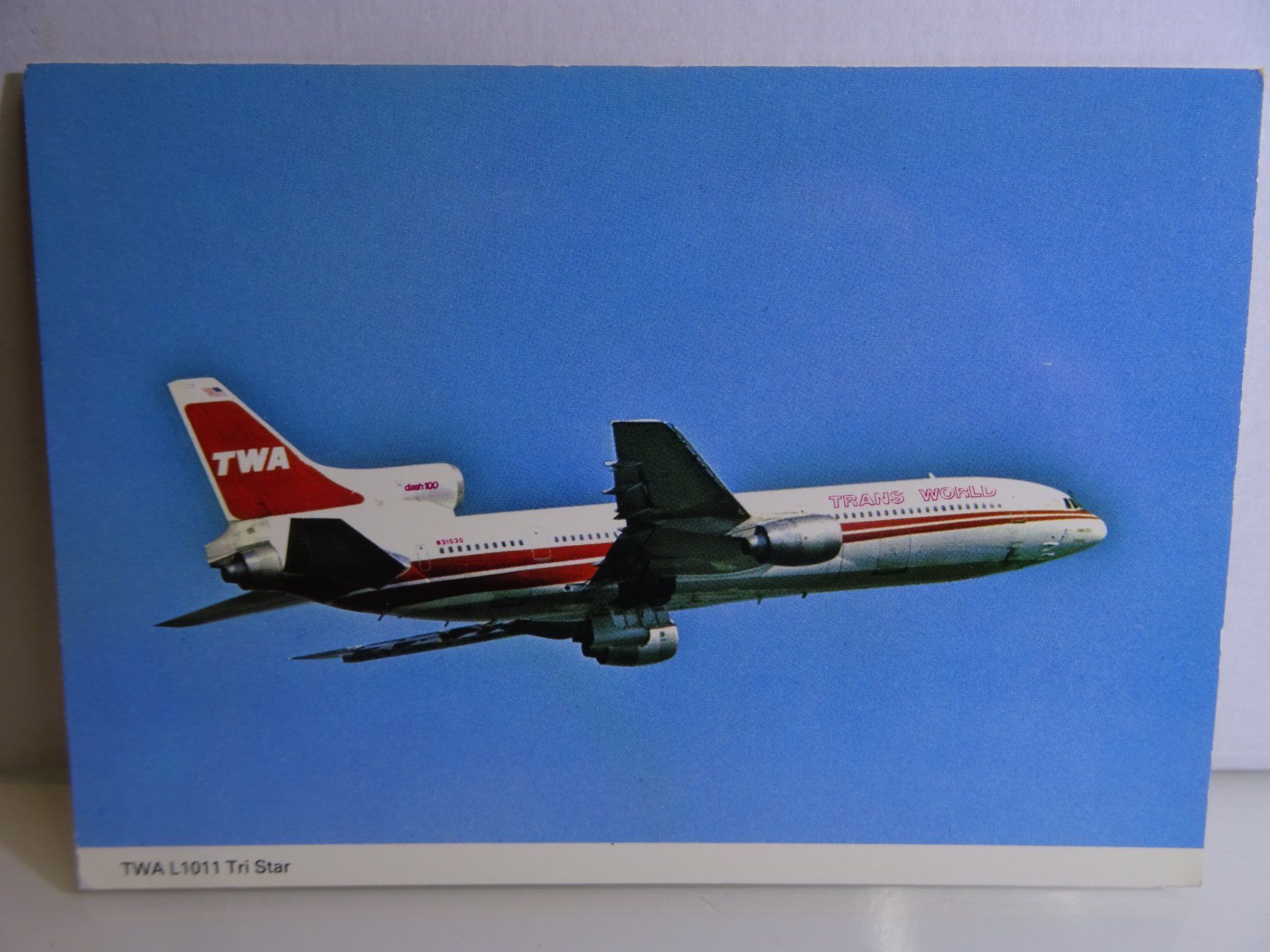 Cartoline postali: Postkarte TWA L 1011 Tri Star Flugzeug. – Usato da Teufen AR venduto da Brandan2171