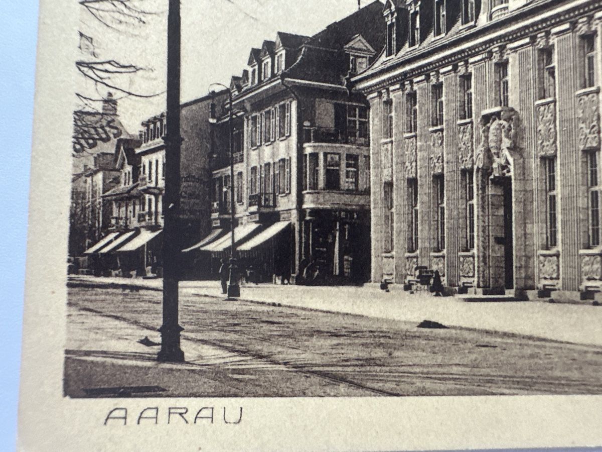 Cartoline postali: Aarau 1914, allgemeine Ersparniskasse – Usato da Frauenfeld venduto da aluma14 2