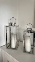2x Windlicht Glas Metall modern