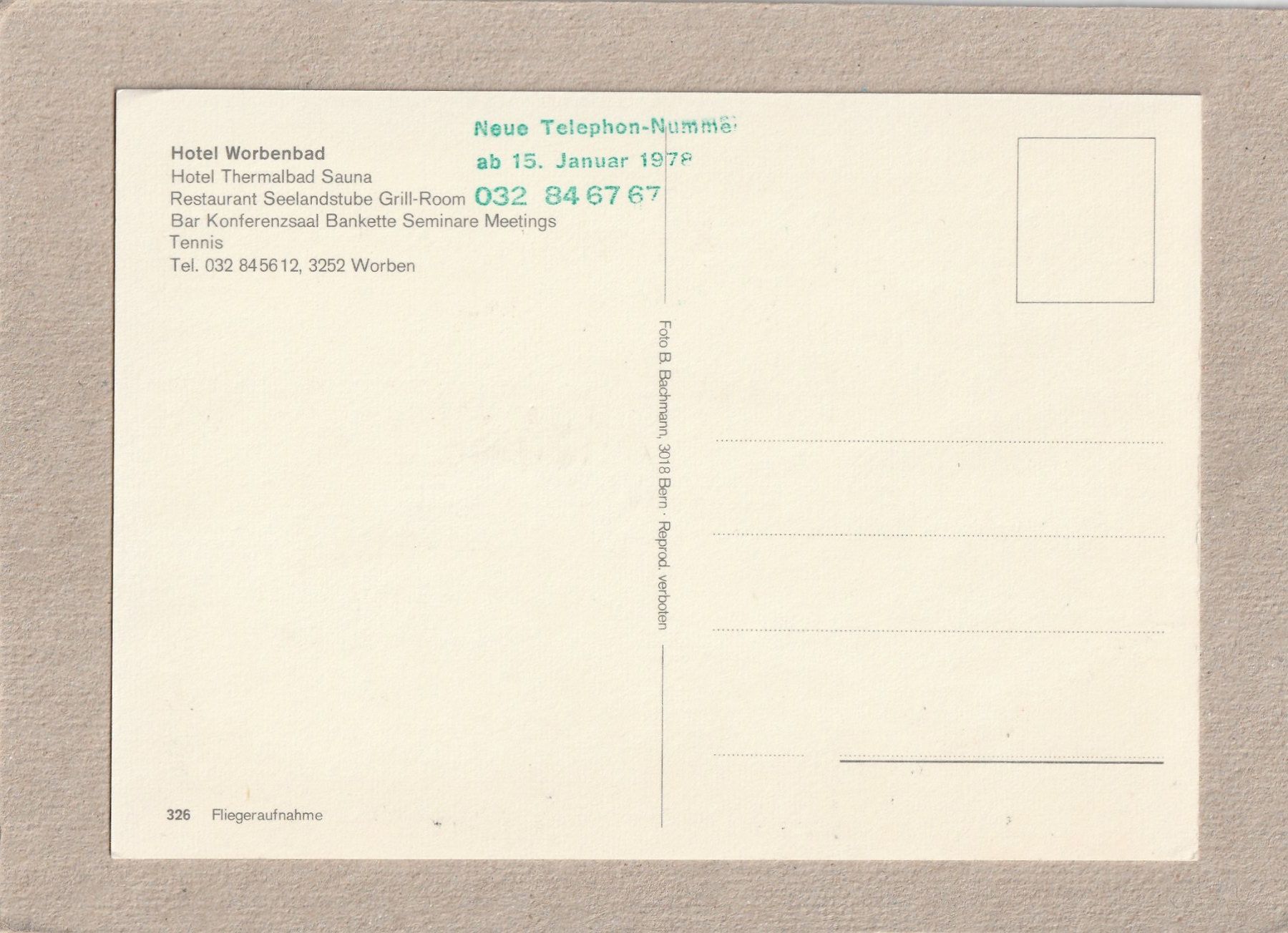 Cartoline postali: Hotel Worbenbad Worben – Usato da Würenlingen venduto da wetroki 1