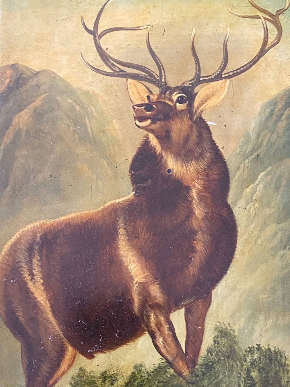 Gemälde: Antike Pappmaché Mappe Hirsch Lackmalerei – Gebraucht aus Bern von schnupka 1
