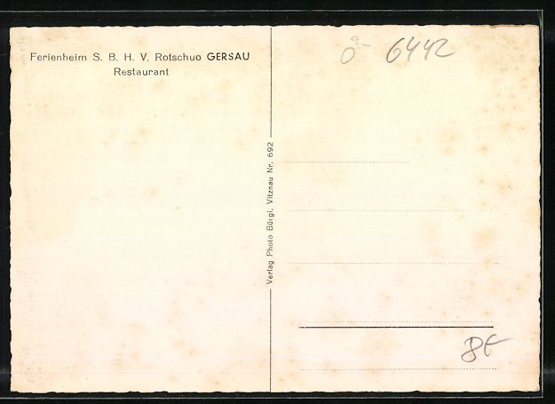 Cartoline postali: Gersau, Innenansicht vom Ferienheim S. B – Usato da Berlin venduto da bartko-reher 1