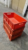 3er Set rote Kunststoff-Stapelbehälter