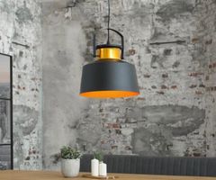 HÄNGELEUCHTE Grau Gold Hängelampe Industrial-Stil NEU