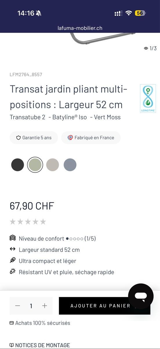 Lafuma Sedie: Lafuma sunchair – Nuovo (secondo la descrizione) da Genève venduto da hai_2rp8 4