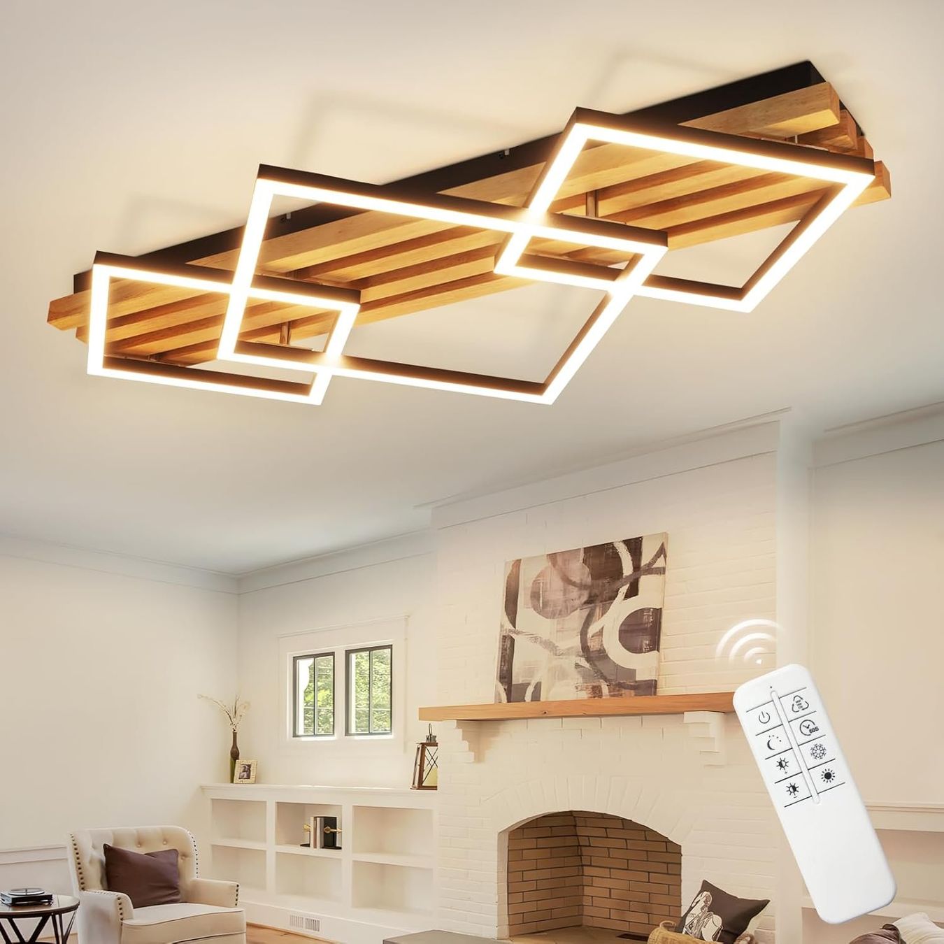 Lampadari & plafoniere: LED Deckenleuchte Holz 70cm Dimmbar 46W Schwarz Eckig – Nuovo e nell'imballaggio originale da Schaffhausen venduto da tra_6j5m
