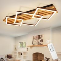 LED Deckenleuchte Holz 70cm Dimmbar 46W Schwarz Eckig