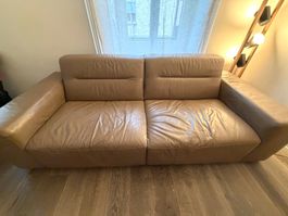 Ledersofa, 2-Sitzer Sofa, Beige, Top Zustand für Dich!