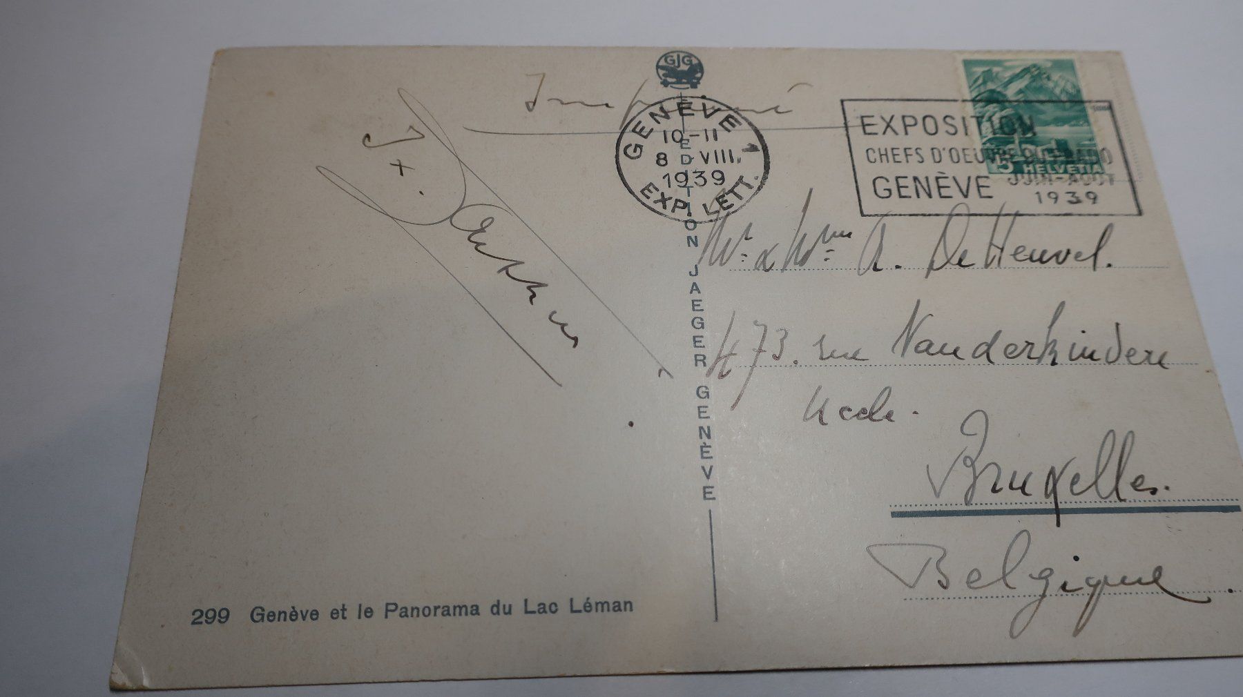 Ansichtskarten: Lac Léman Genève Panorama 1939 – Gebraucht aus Cormoret von Pascalll2001 4