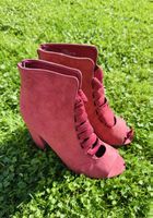 Rote Wildlederimitat Stiefeletten mit Schnürung ,  Grösse 40