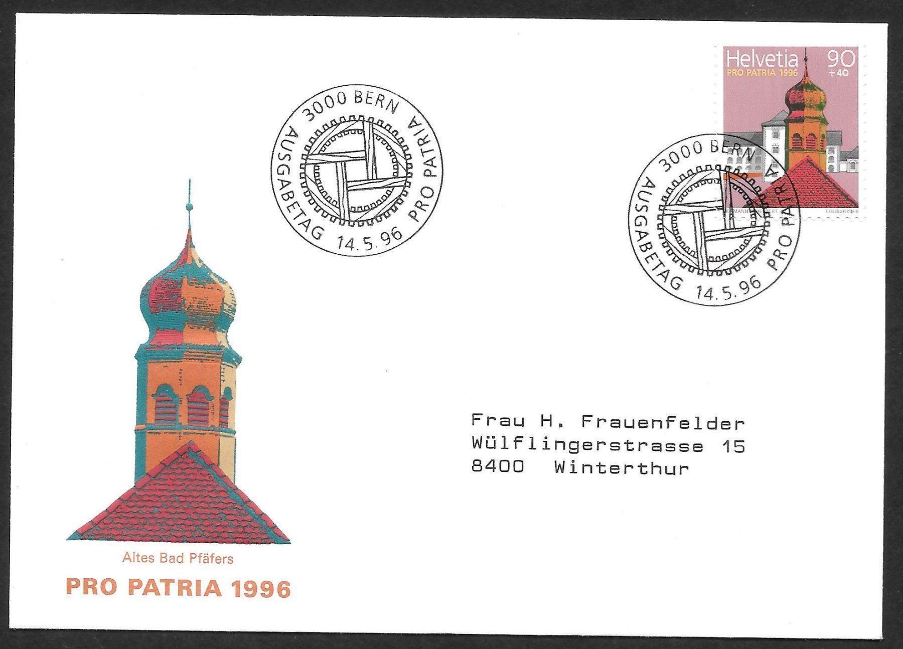 Alle Briefmarken: FDC Pro Patria B253 Pfäfers 14.5.1996 – Neu (gemäss Beschreibung) aus Olten von clotaldi