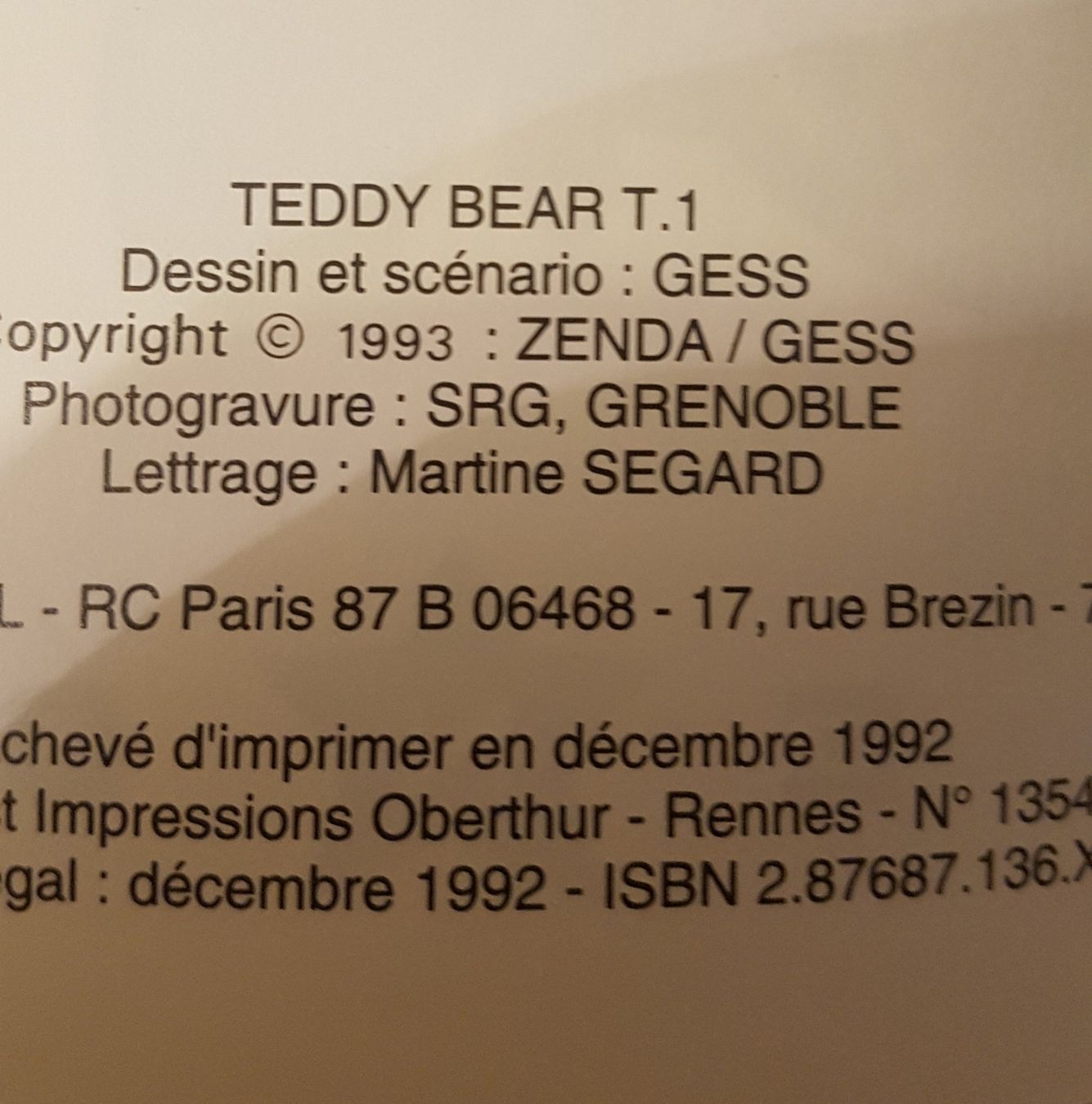Fumetti: Teddy Bear N 1 E.O. (T.B.E.) Teddy Bear – Usato da Prévonloup venduto da bitume1975 1