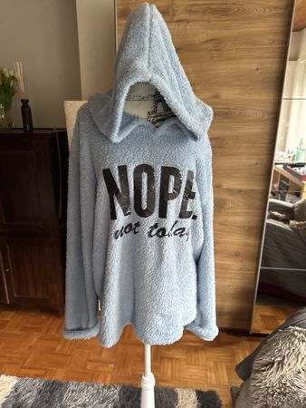 Kuscheliger Teddy-Hoodie "NOPE" Gr. XL blau