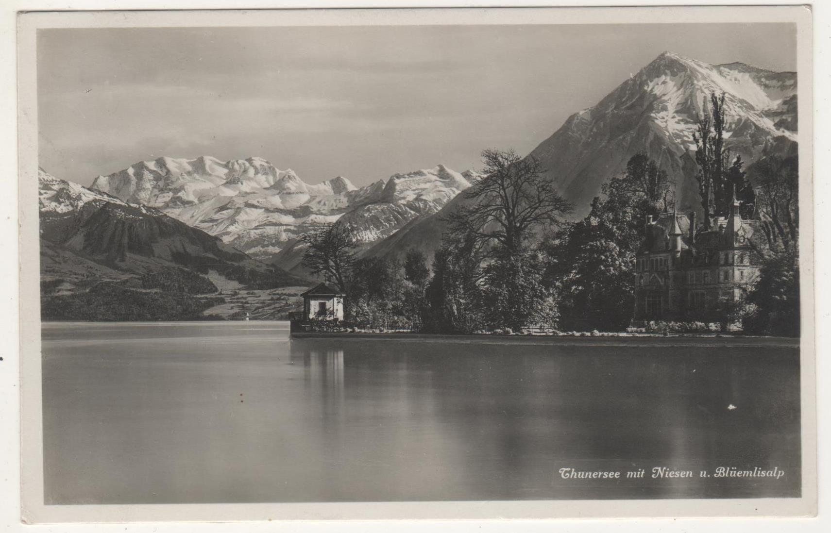 Cartoline postali: Ansichtskarte Thunersee mit Niesen und Blüemlisalp 1930 – Usato da Remetschwil venduto da Hofiii