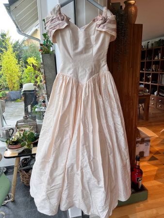Traumhaftes Vintage Ballkleid, Rohseide hellrosa Tüll