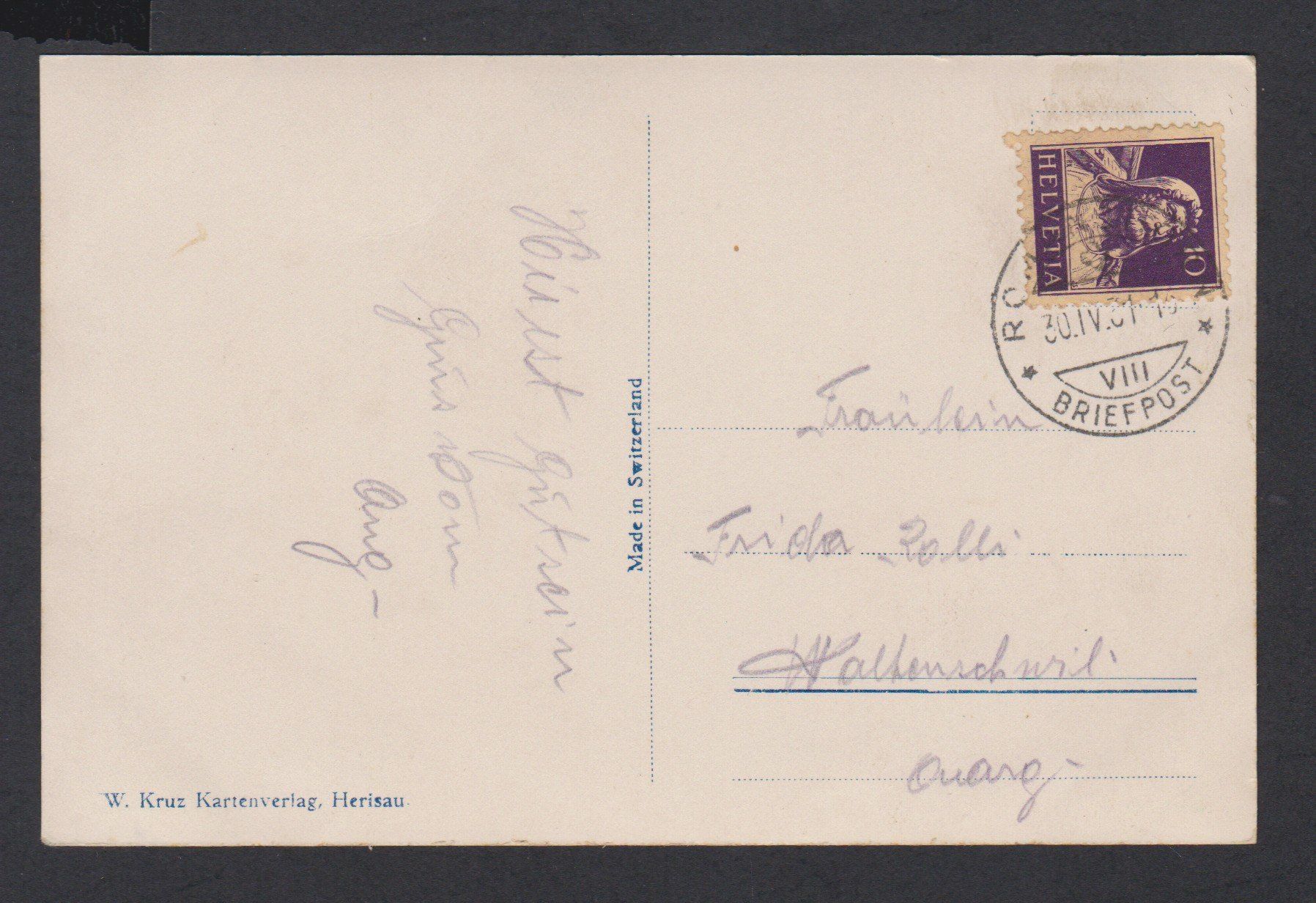 Cartoline postali: Romanshorn   Bahnhof  TG   :   alte Ansichtskarte von 1931 – Usato da Vitznau venduto da Ropaku 1
