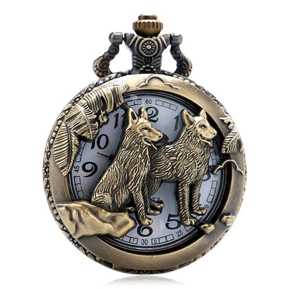 Orologi: Taschenuhr Halskette mit Wolf – Nuovo e nell'imballaggio originale da Gurmels venduto da Swisspod
