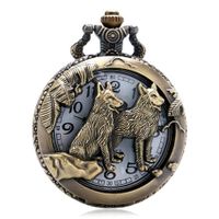 Taschenuhr Halskette mit Wolf