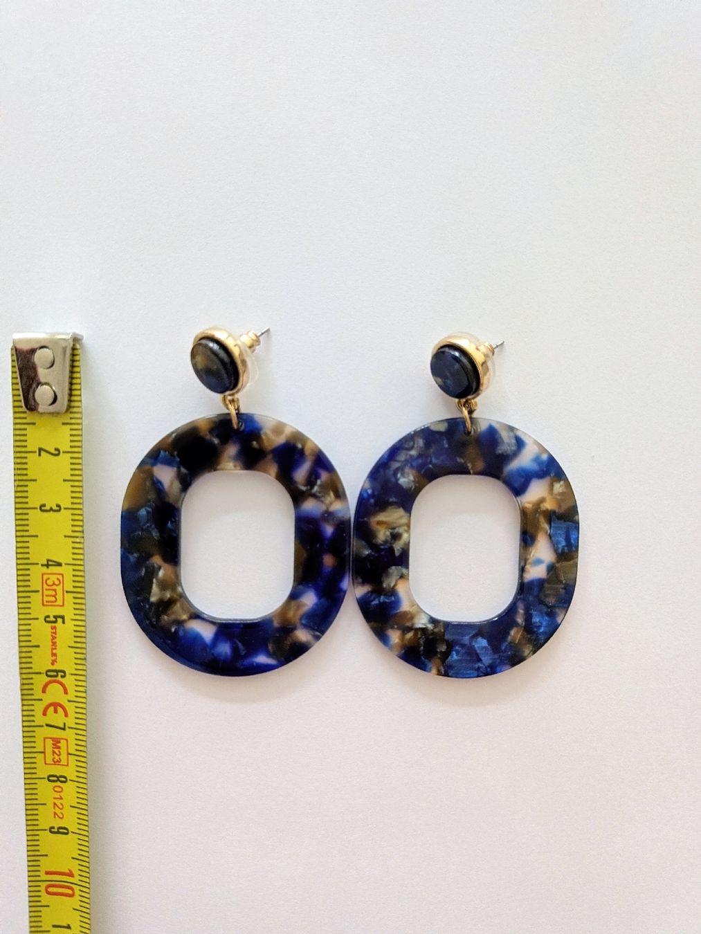 Ohrringe & -stecker: Oval Earrings Blue Marble Pattern – Gebraucht aus Lachen SZ von joa_rf9n