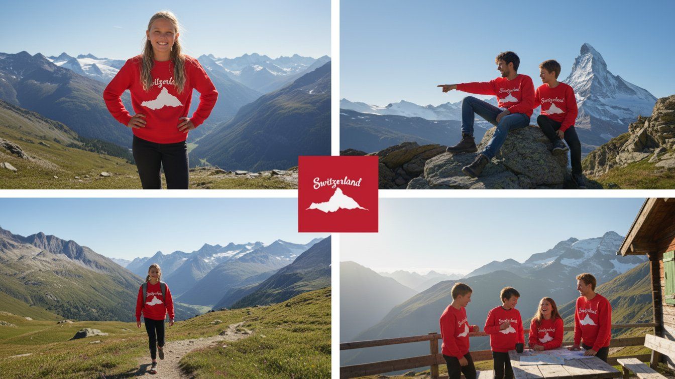 Maglioni & Felpe: Roter Switzerland Pullover mit Matterhorn, Grösse 5-6J 116 – Nuovo e nell'imballaggio originale da Biel/Bienne venduto da Bolagol9 2