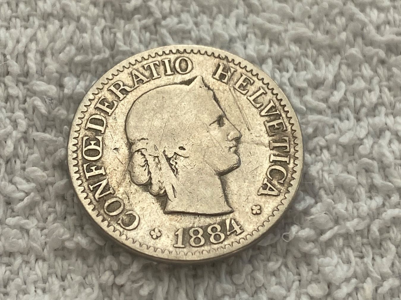 Alle Münzen: 10 centimes/rappen 1884 – Gebraucht aus Nyon von Ilmi09