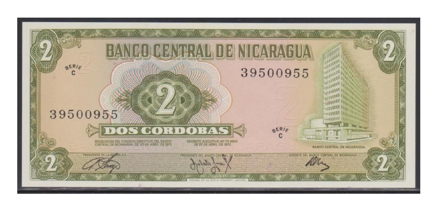 Banknoten: Nicaragua 2 Cordobas 27.04.1972 ungefalten – Neu (gemäss Beschreibung) aus WilSG von Wil10
